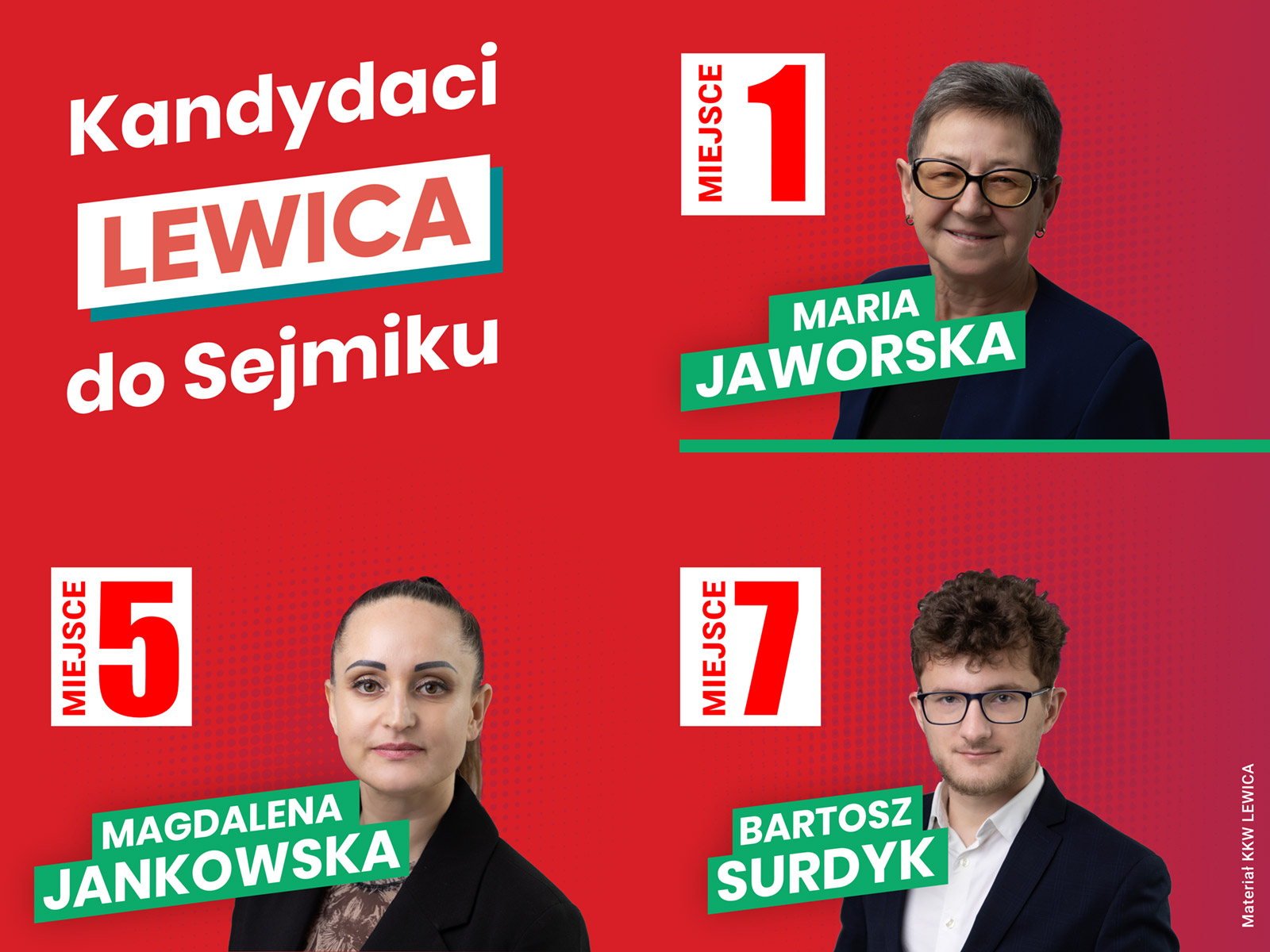 Kandydaci Lewicy ze Słubic do Sejmiku Województwa Lubuskiego