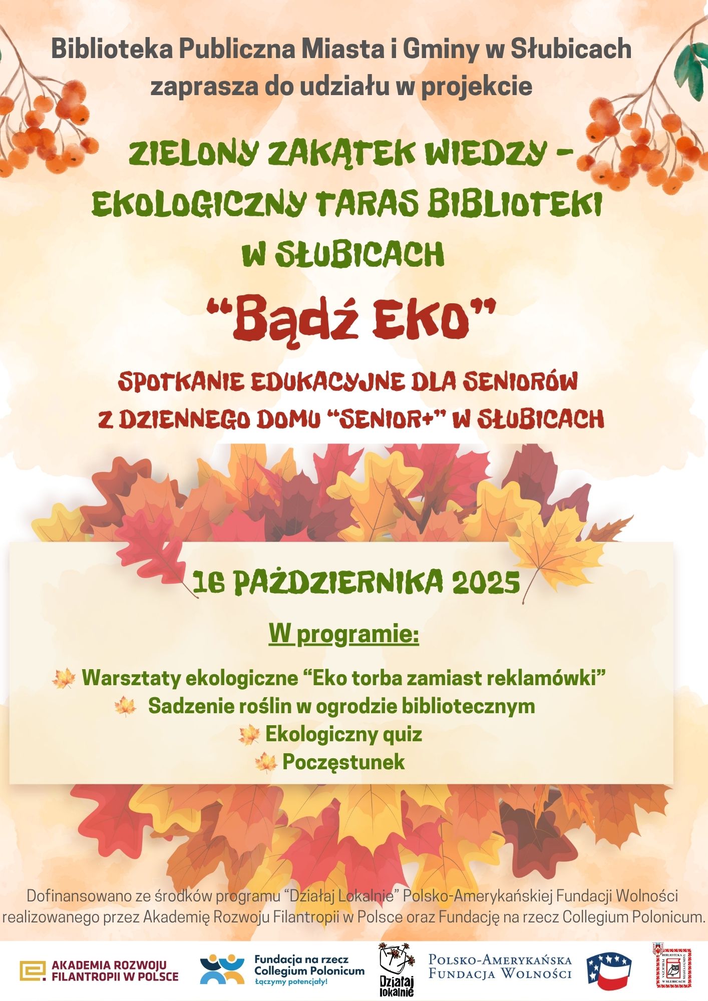 „Bądź EKO” – seniorzy wezmą udział w warsztatach w słubickiej bibliotece
