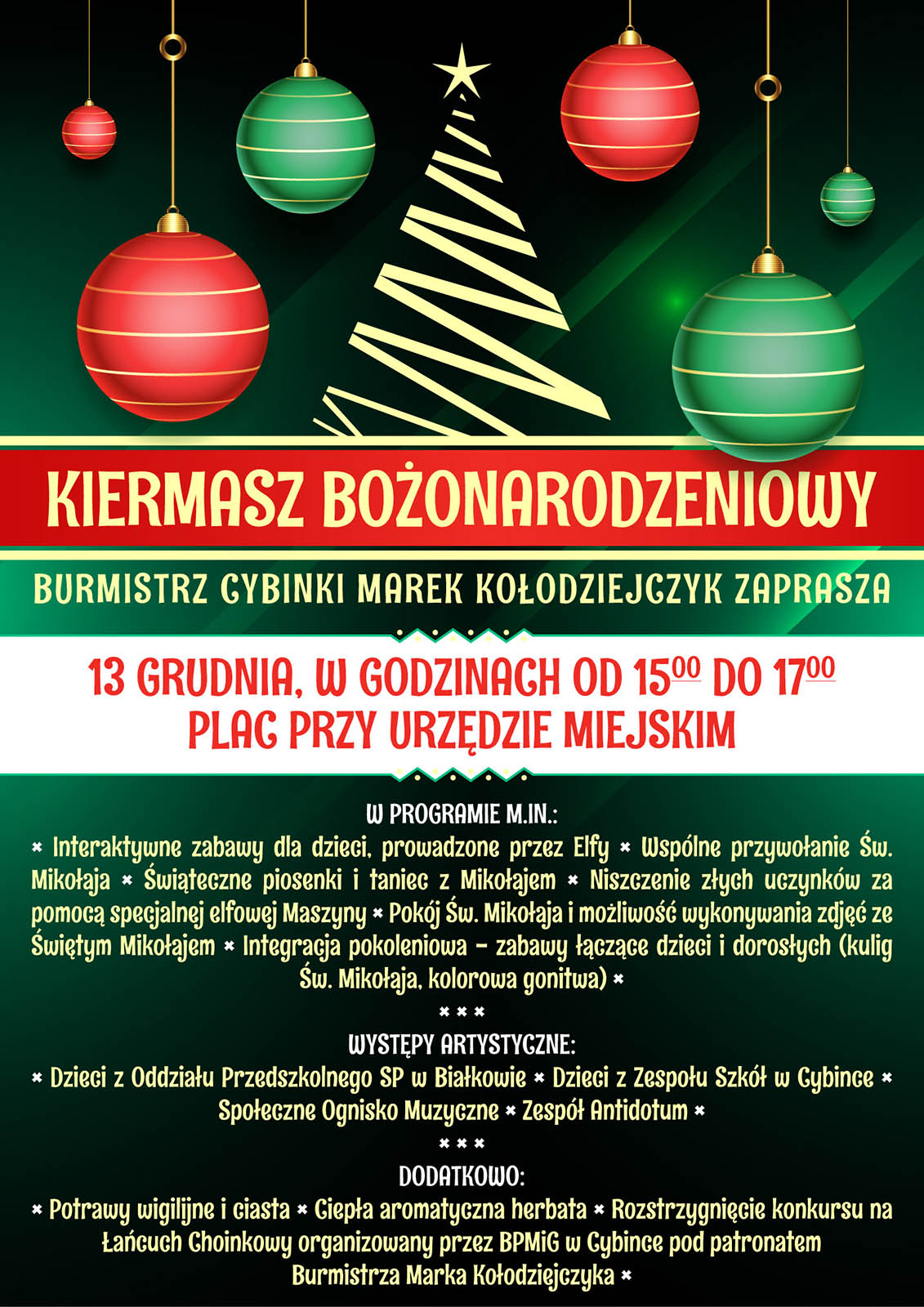 W Cybince odbędzie się kiermasz bożonarodzeniowy