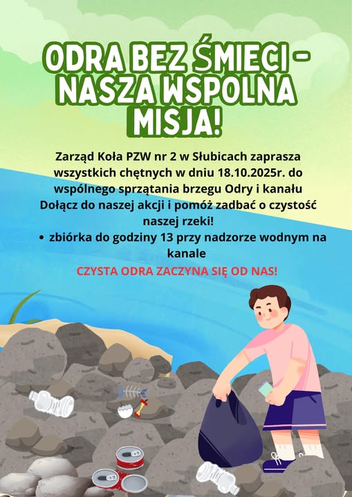 Koło PZW nr 2 w Słubicach zaprasza do wspólnego sprzątania brzegów Odry