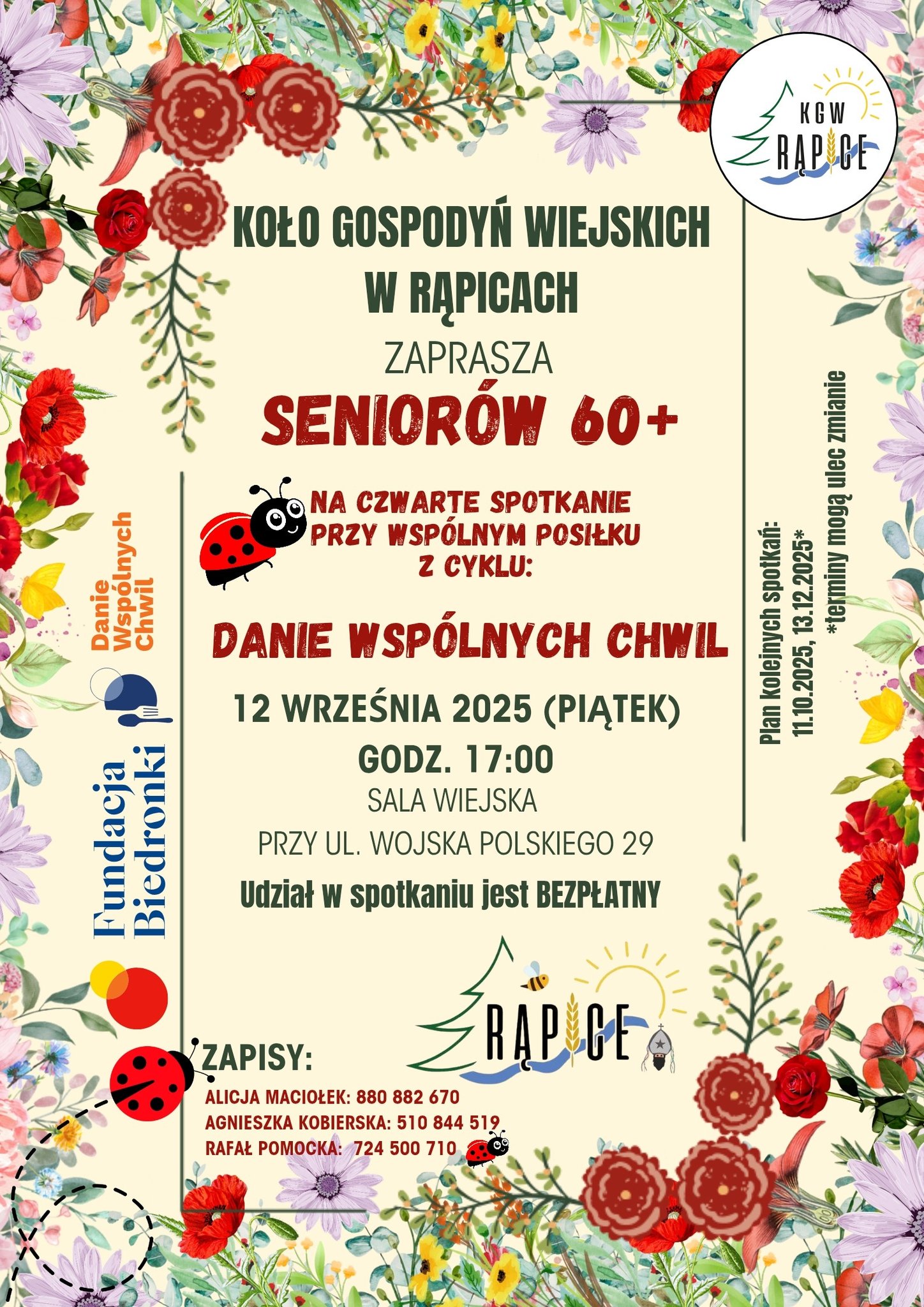 Seniorzy z Rąpic spotkają się przy wspólnym posiłku