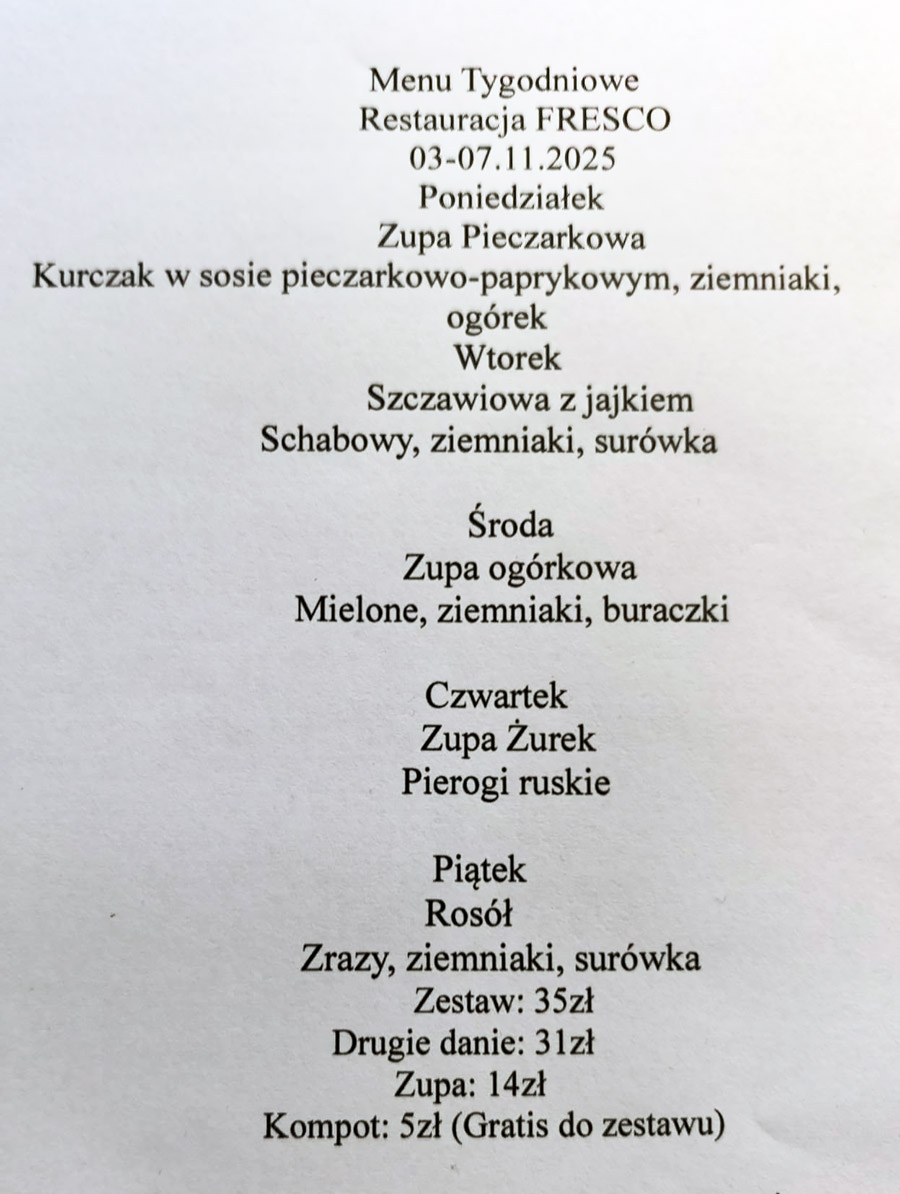 fresco menu obiad dnia