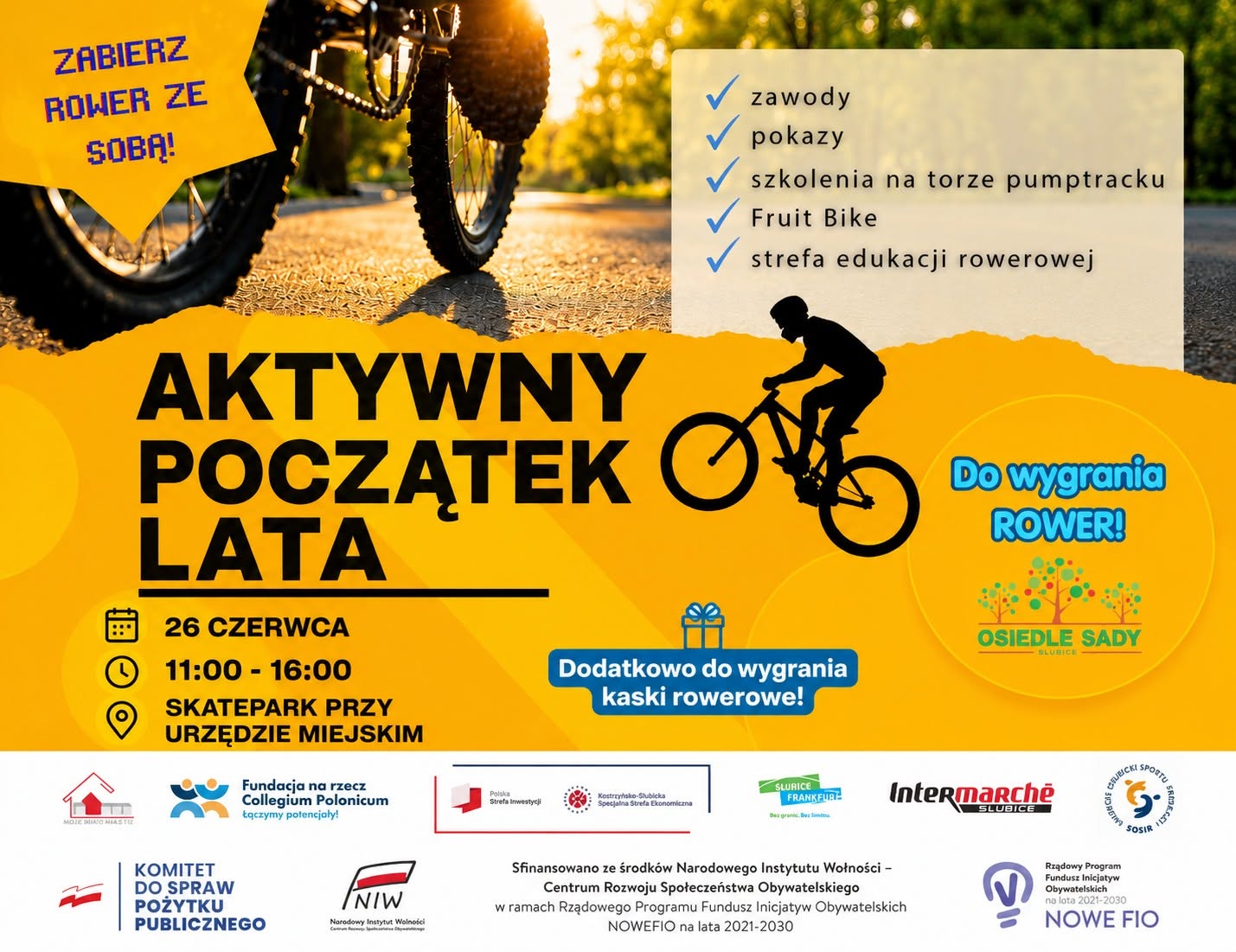 „Aktywny Początek Lata” w Słubicach. Będą rowery, konkursy i atrakcje dla dzieci i młodzieży