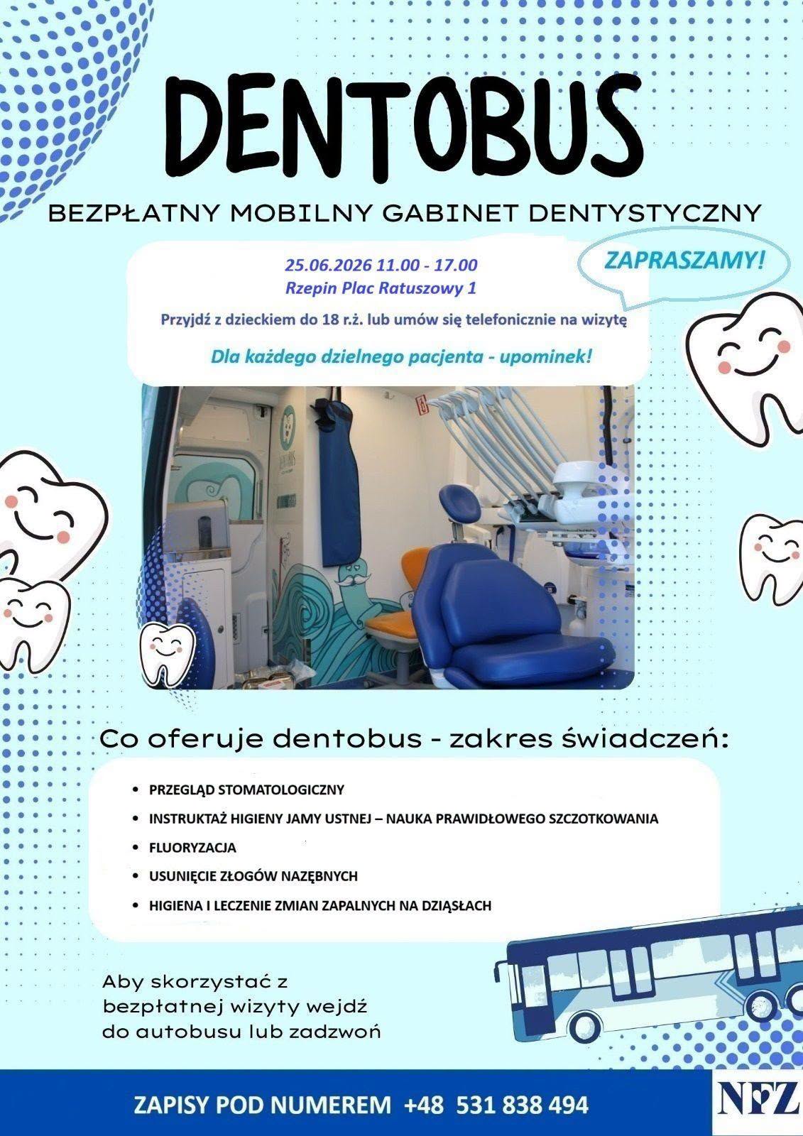 Dentobus ponownie przyjedzie do Rzepina. Bezpłatne badania dla dzieci i młodzieży