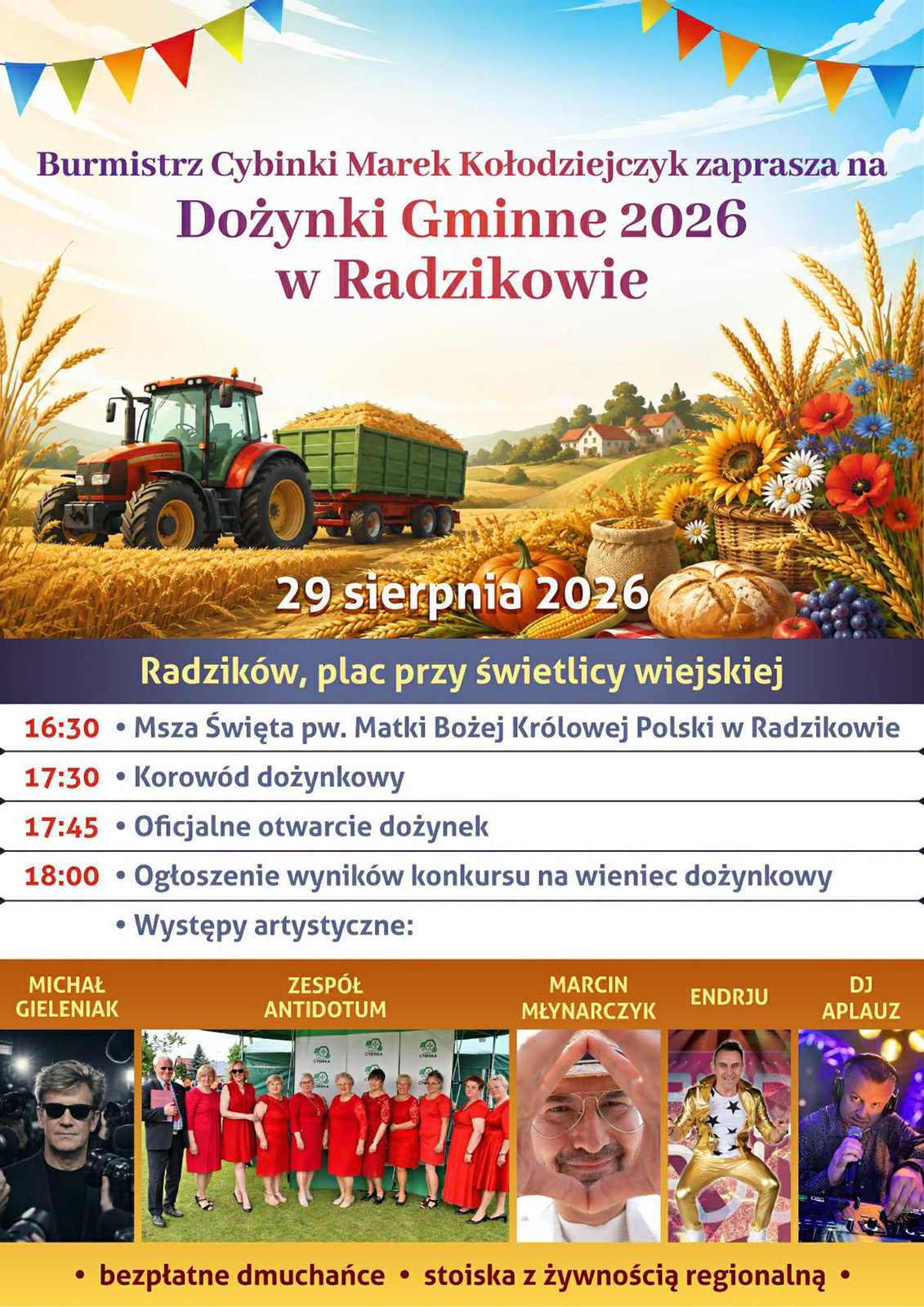 Dożynki Gminy Cybinka w Radzikowie. Będzie tradycyjnie i muzycznie