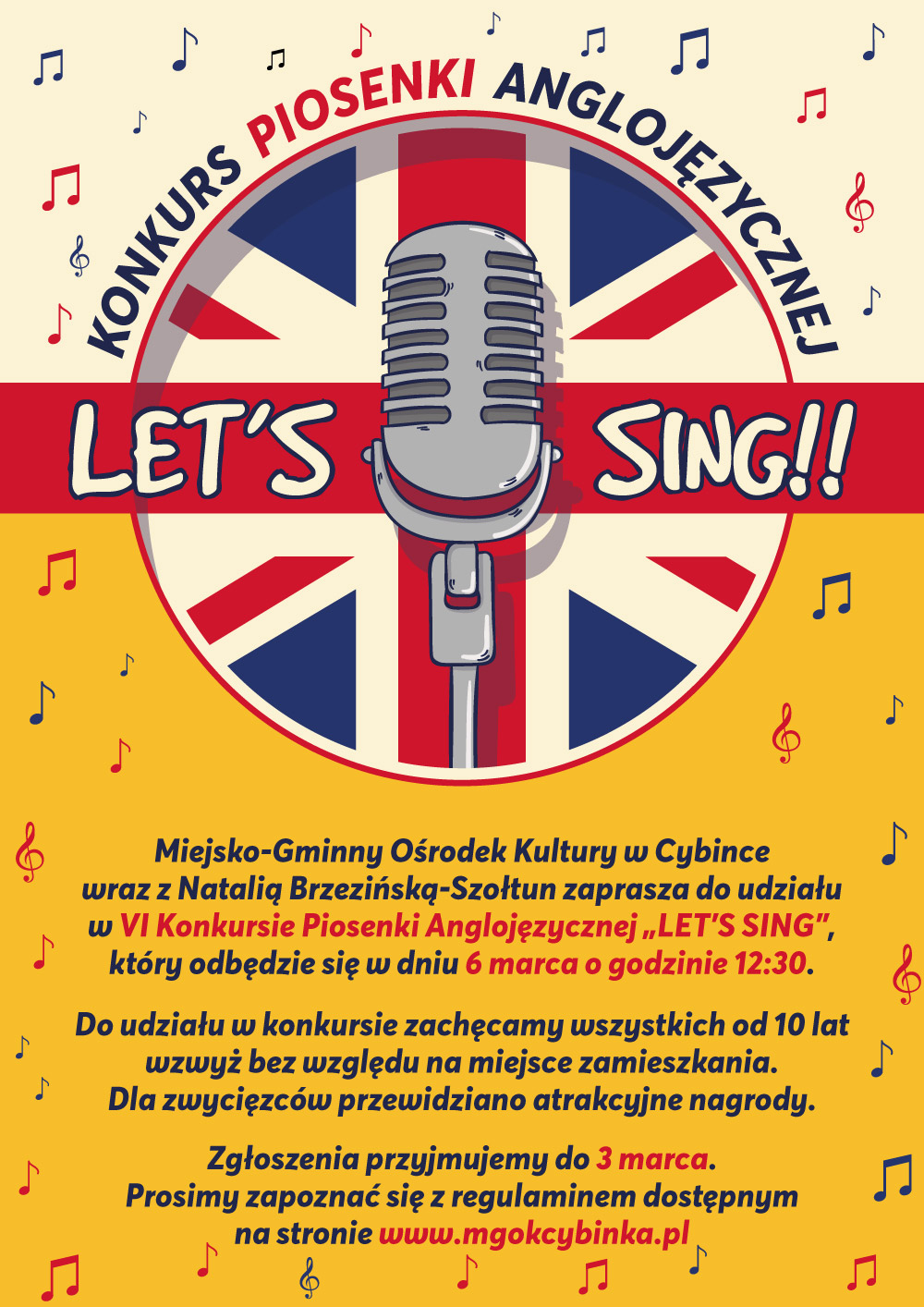 W Cybince odbędzie się VI Konkurs Piosenki Anglojęzycznej „Let’s Sing!!”