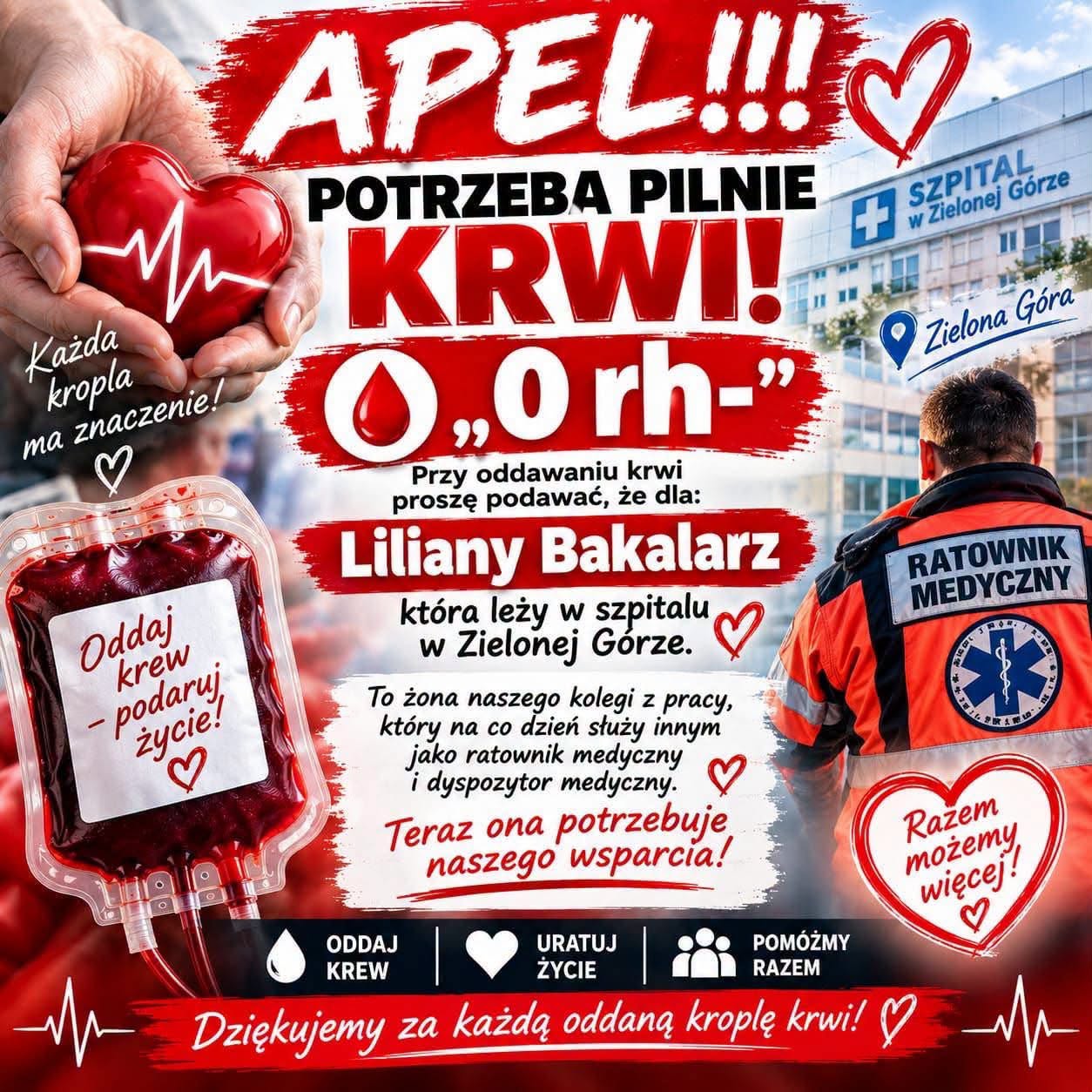 Pilny apel o pomoc! Potrzebna krew dla Liliany Bakalarz