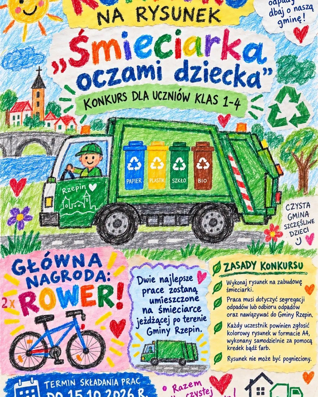 Dzieci zaprojektują wygląd rzepińskiej śmieciarki. Do wygrania rowery