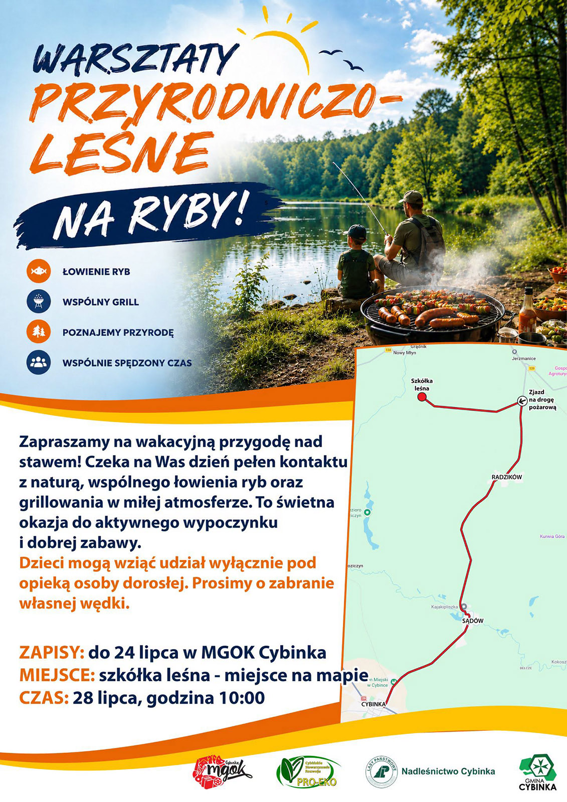 Warsztaty Przyrodniczo-Leśne „Na Ryby”. MGOK Cybinka zaprasza na dzień nad stawem