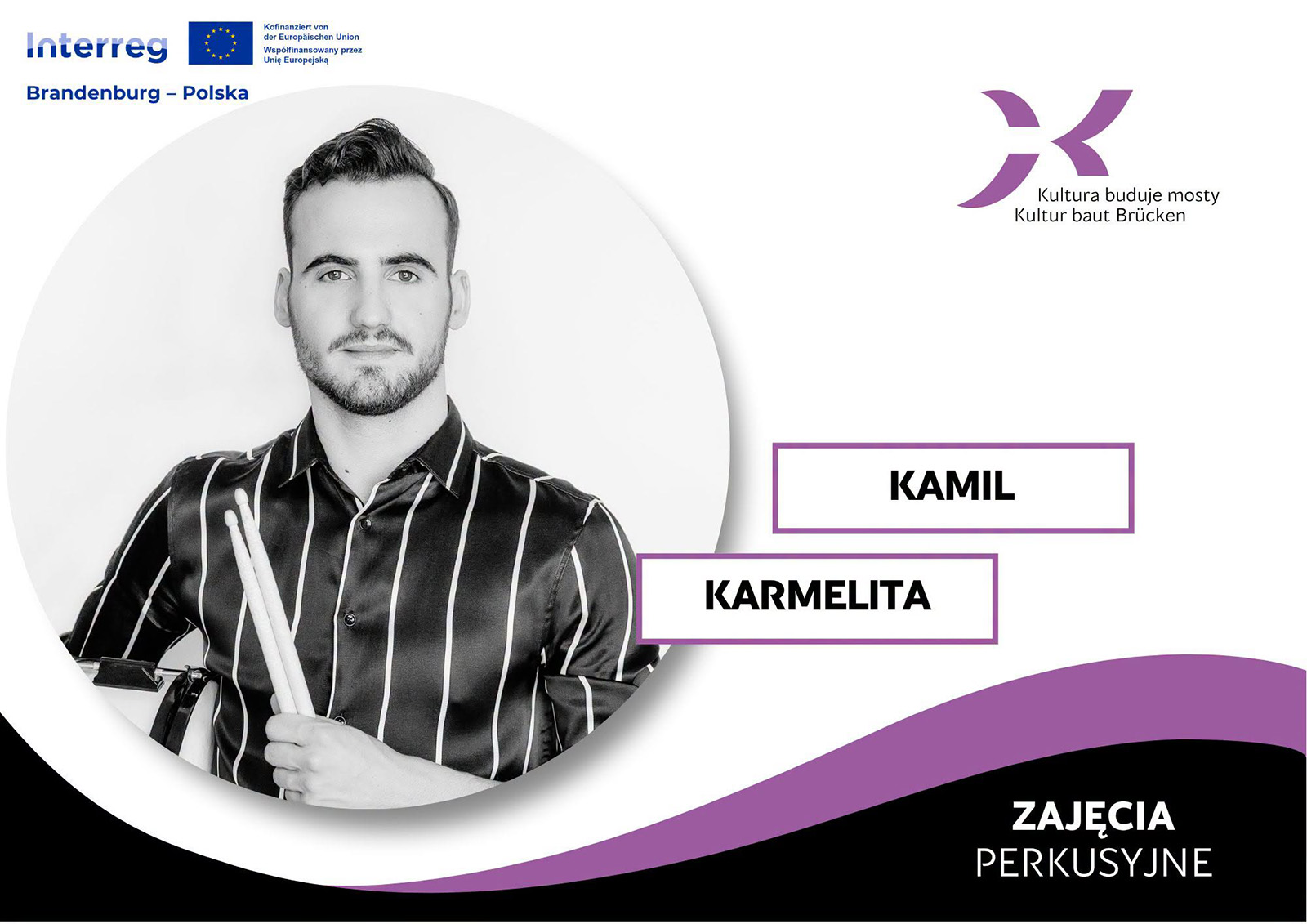 Kolejne zajęcia w ramach „Kultura buduje mosty”. Tym razem nauka gry na perkusji
