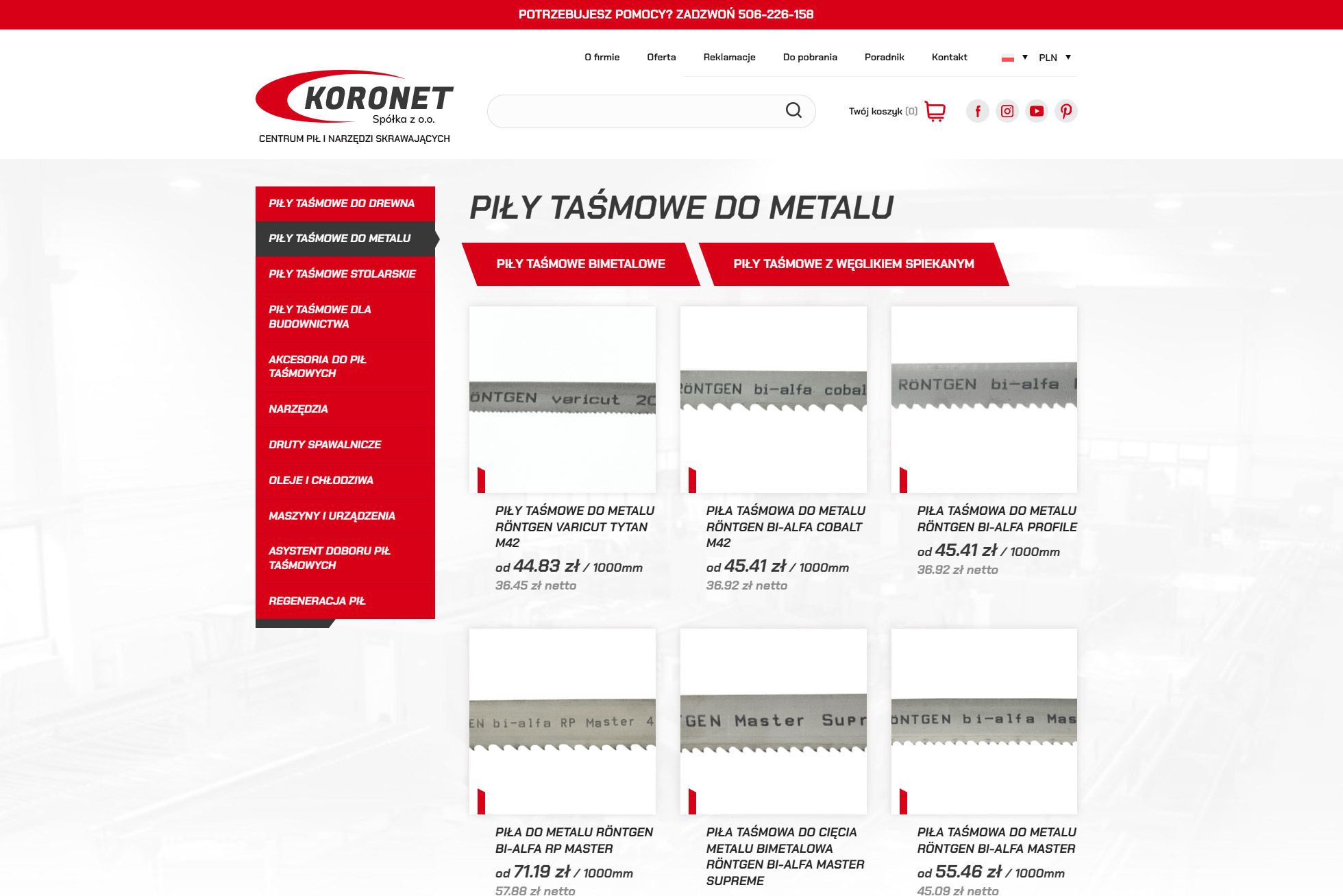 Piły taśmowe do metalu - Koronet