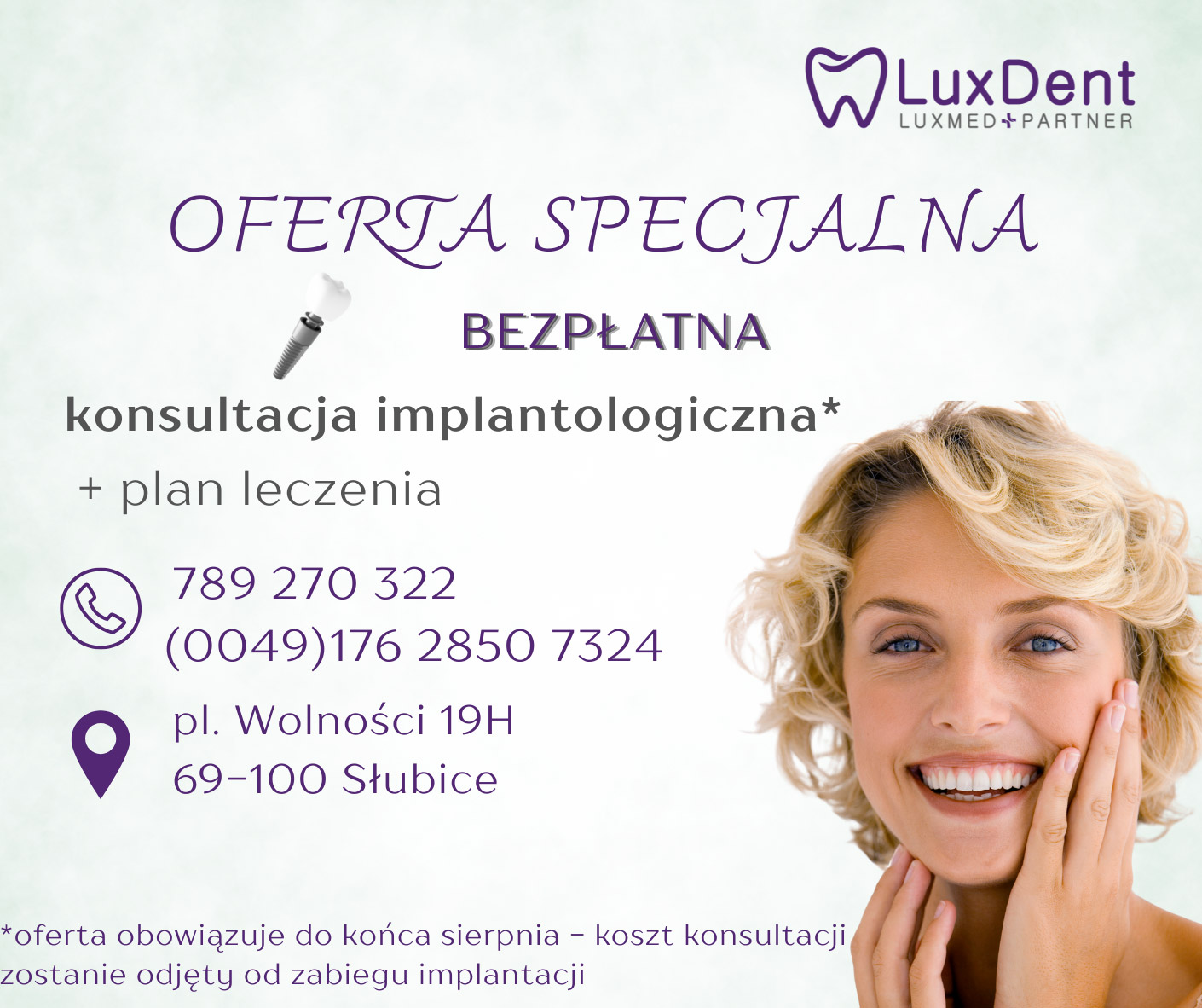 Bezpłatna konsultacja implantologiczna z indywidualnym planem leczenia