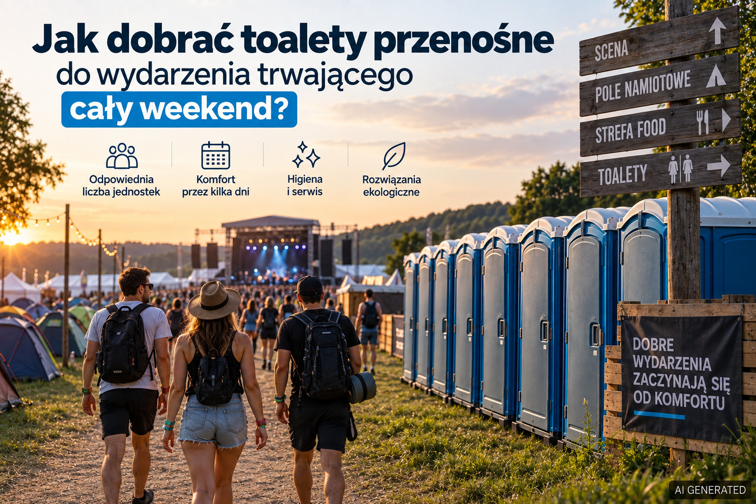 Jak dobrać toalety przenośne do wydarzenia trwającego cały weekend?