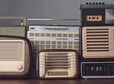 Collection of vintage radios: collectibles and entertainment concept